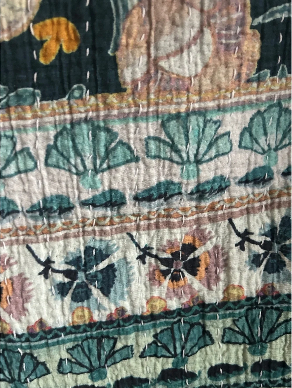 Anthropologie Callum Blue Floral Gauze Throw Blanket 60x70in.
